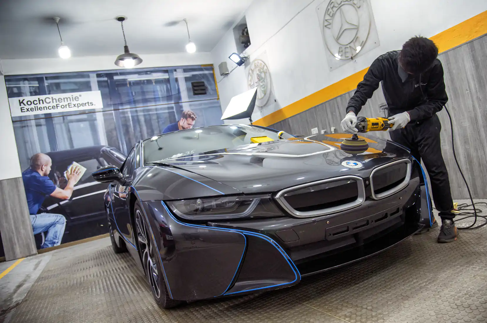 BMW i8 for detailing at demnok restorations lahore